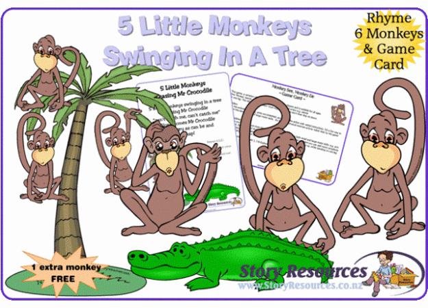 5 Little Monkeys Teasing Mr Crocodile 5 Little Monkeys Teasing Mr Crocodile